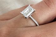 Emerald Diamond Pave Engagement Ring
